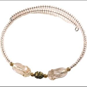 Pale Pink Beaded Wrap Bracelet